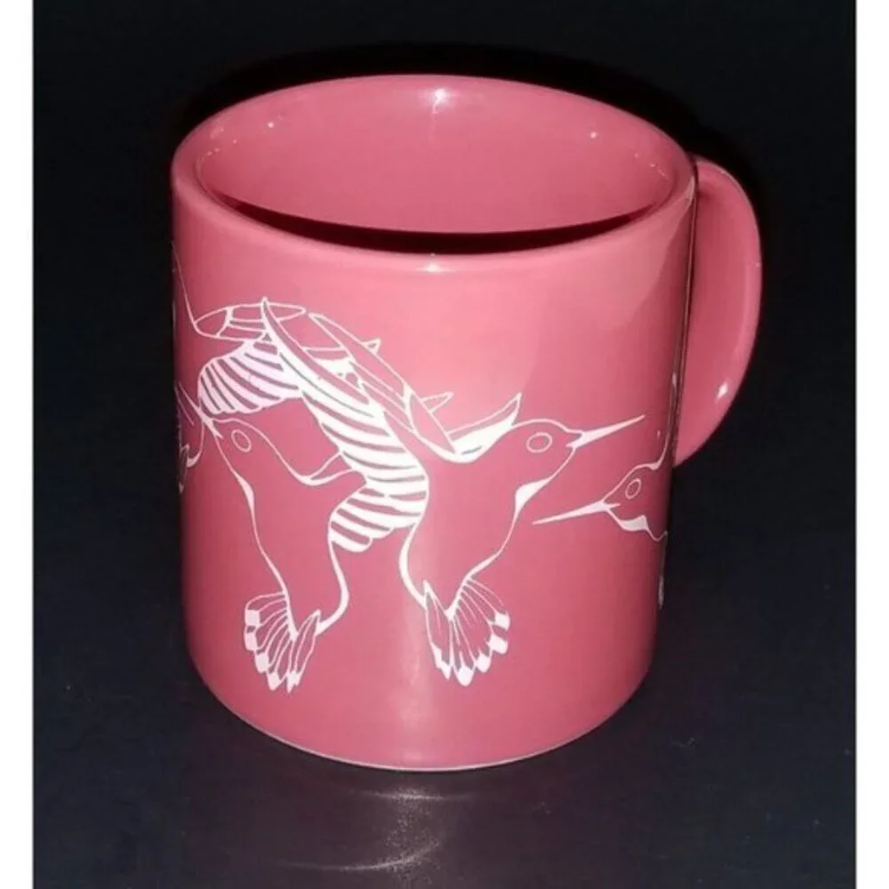 Hummingbirds Pink White Mug Coffee Cup Designs USA